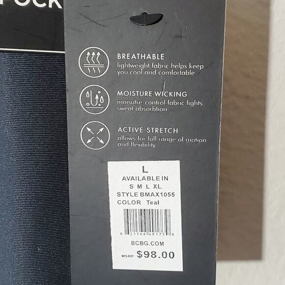 BCBGMAXAZRIA teal ombre velvet trimmed active athletic leggings size large new!! - Picture 6 of 12